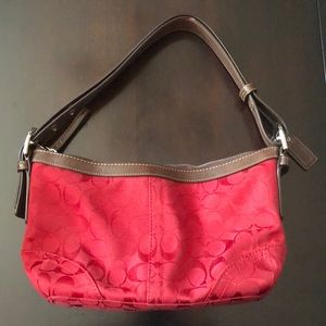 Coach Red Signature Hobo Bag
